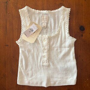 NWT Gap Kids x DÔEN Girls Pointelle White Tank Top in XS
